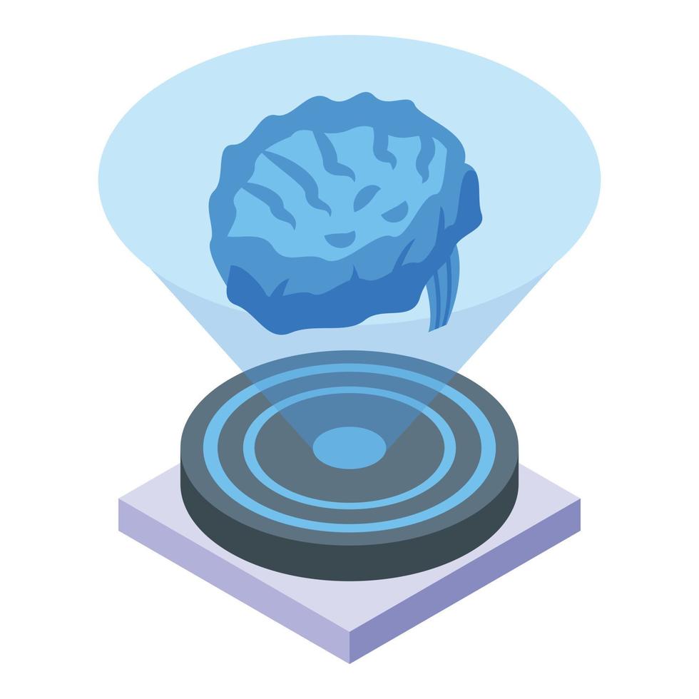 Brain hologram icon isometric vector. Digital cad vector