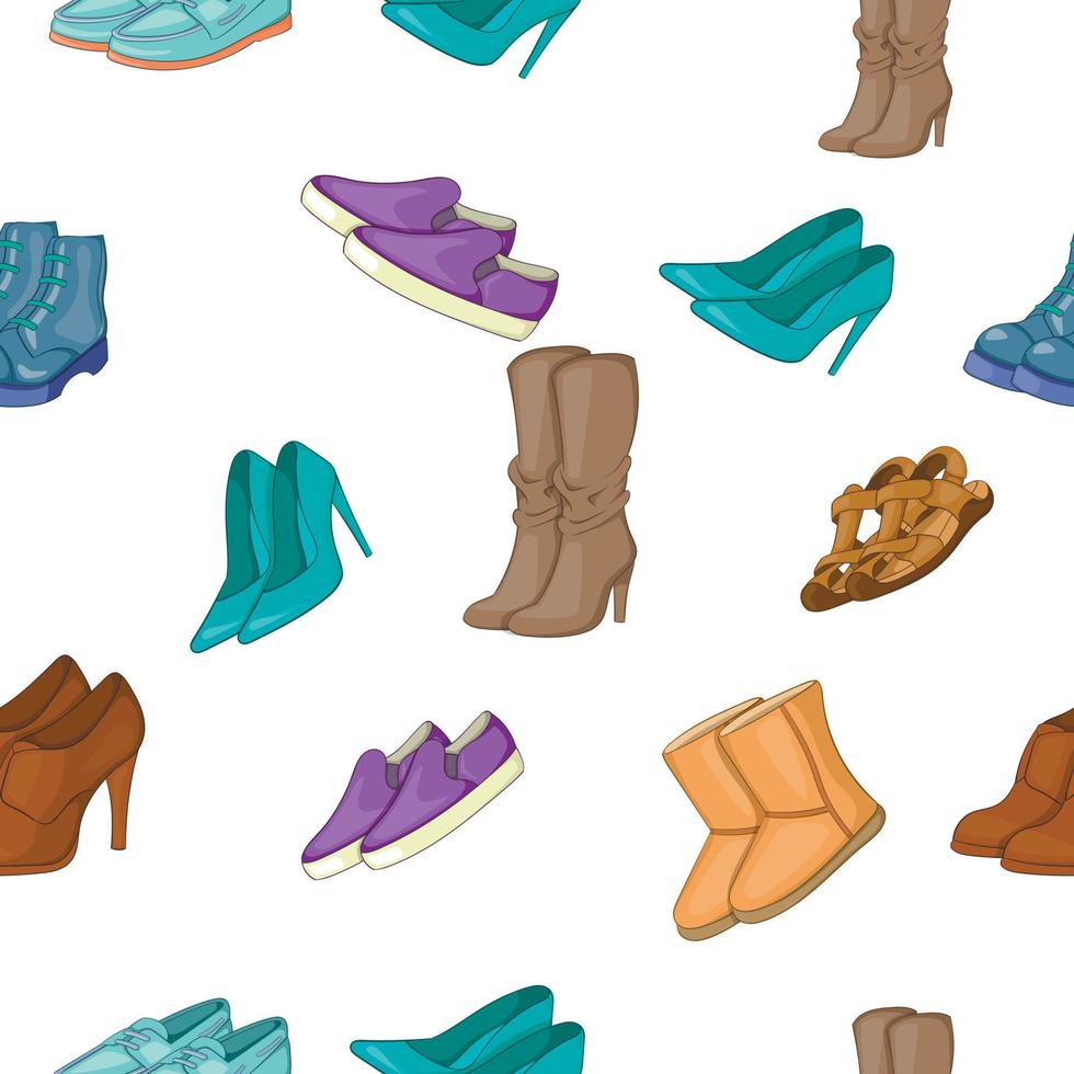 Shoes pattern, cartoon style vector