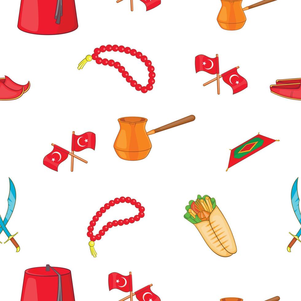 Turkey pattern, cartoon style vector