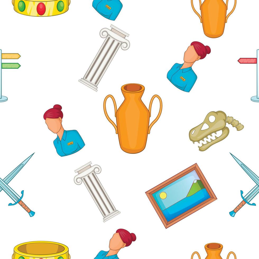 Going to museum pattern, cartoon style vector