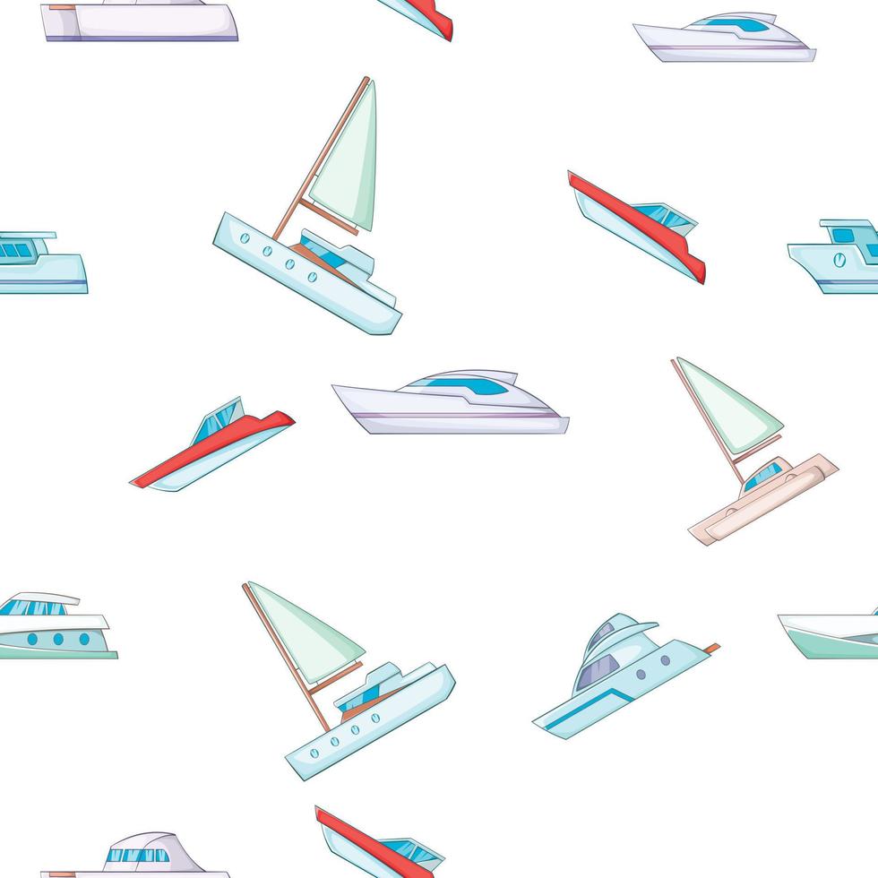 Yacht pattern, cartoon style vector