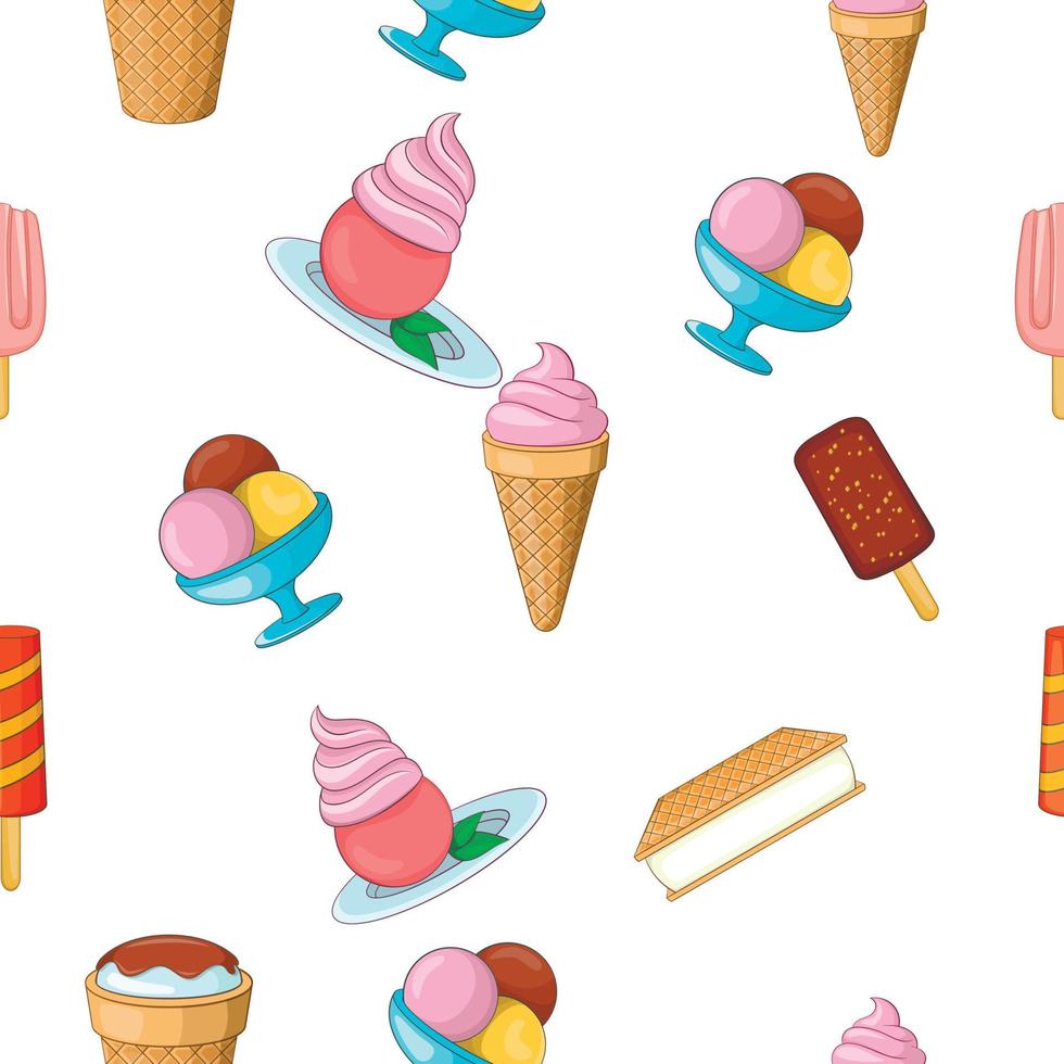 Ice cream pattern, cartoon style vector