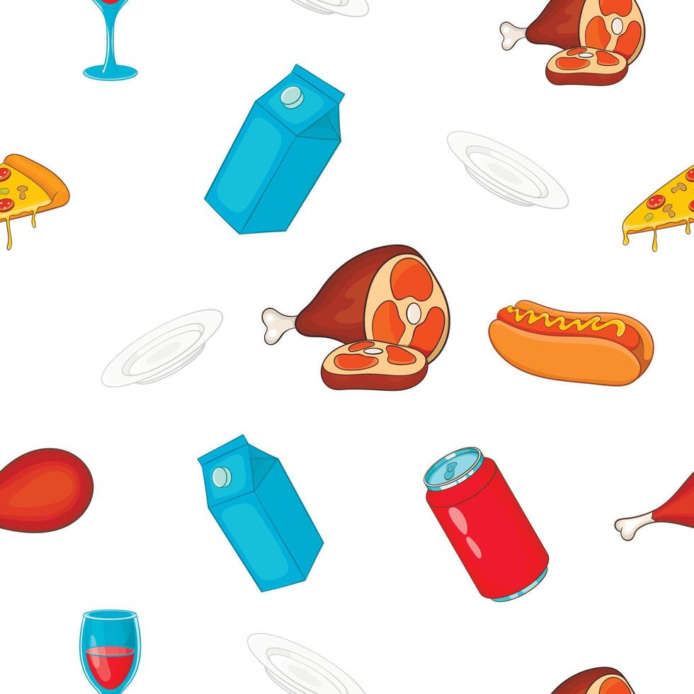 Quick snack pattern, cartoon style vector