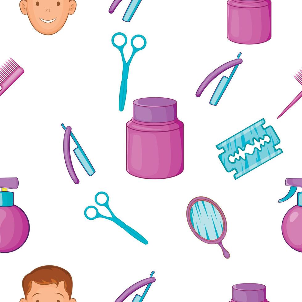 Barber pattern, cartoon style vector
