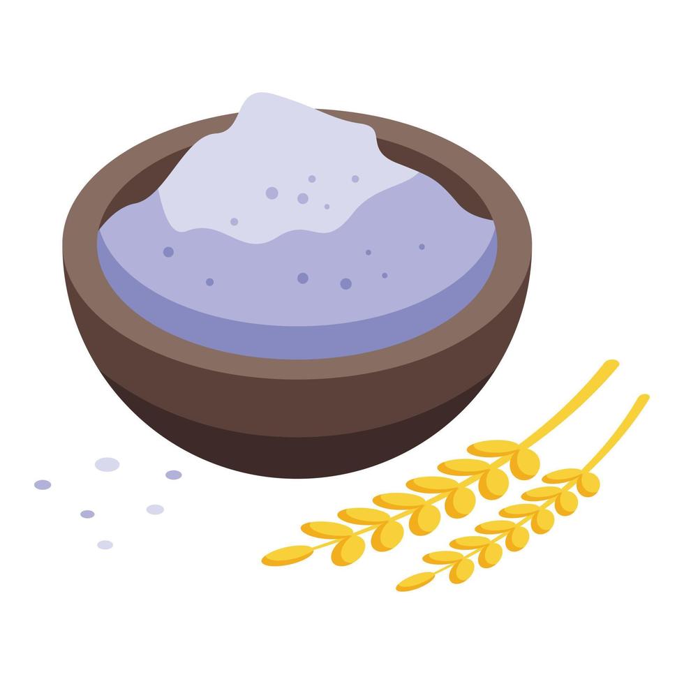 Flour bowl icon isometric vector. Italian pasta vector