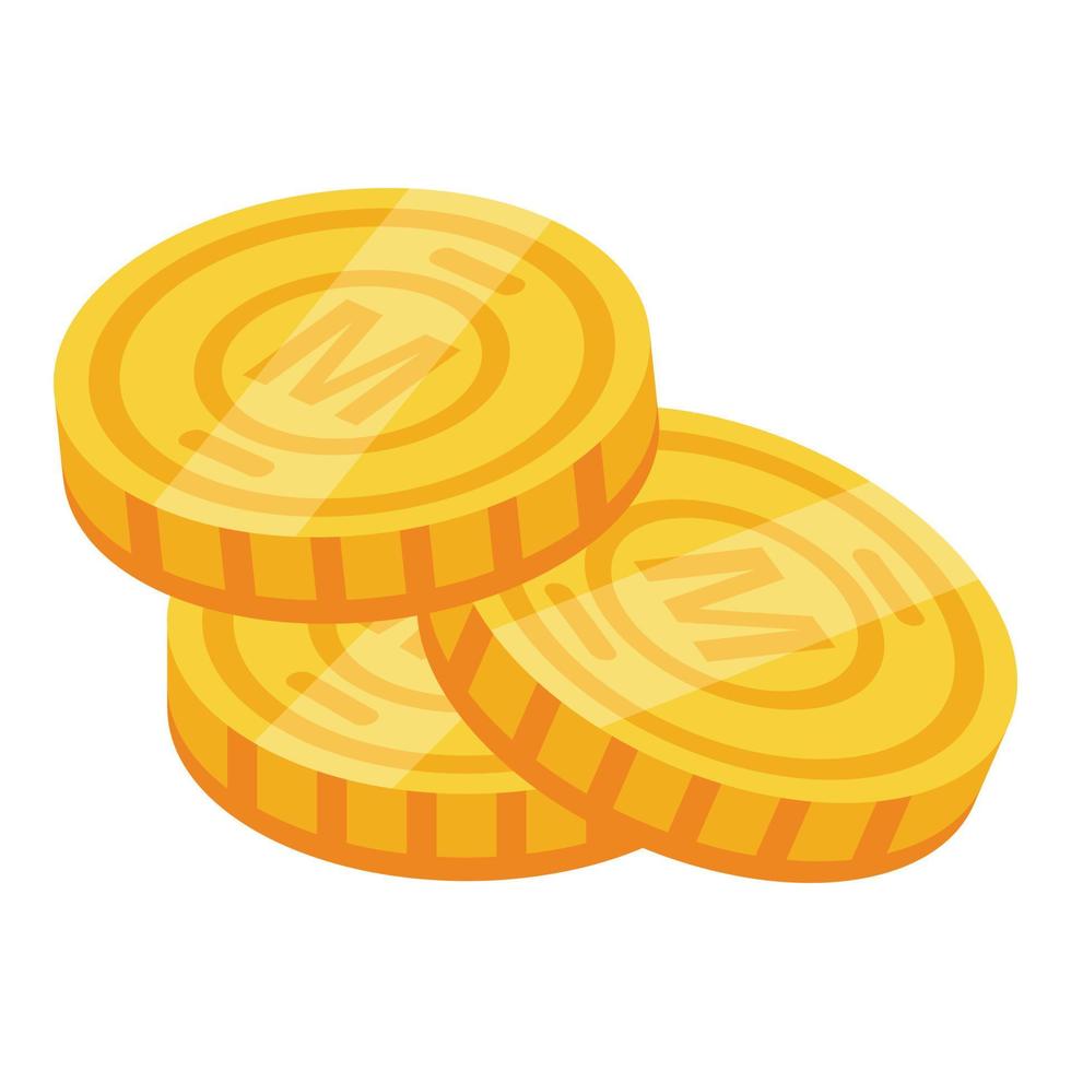 Metro gold coin icon isometric vector. Subway ticket vector