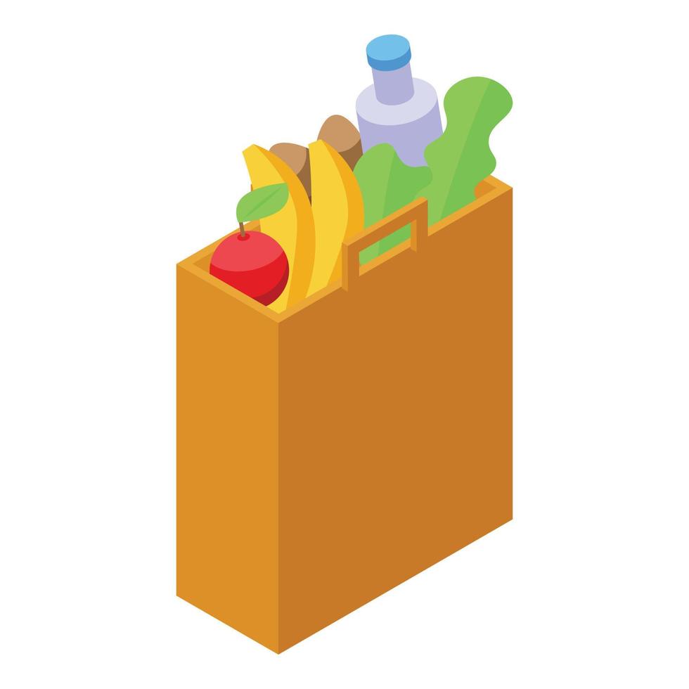 Food paper bag icon isometric vector. Grocery bread vector