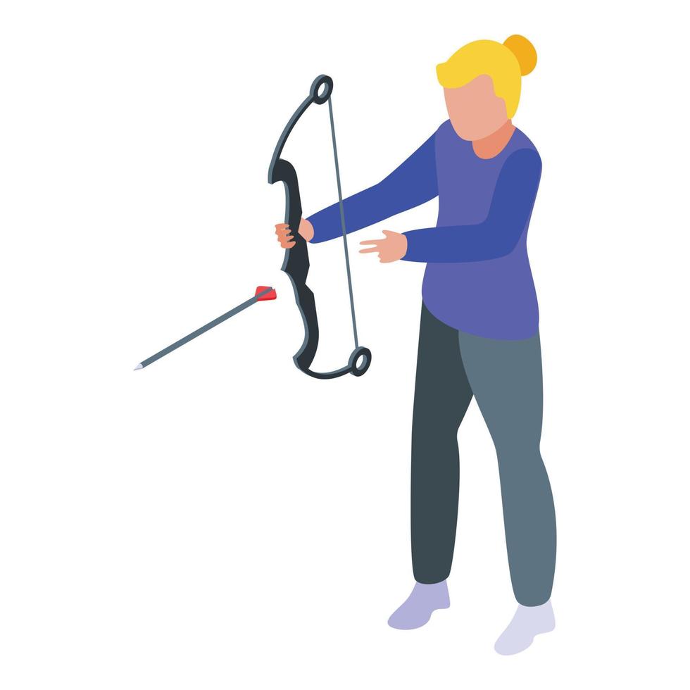 Woman archery competition icon isometric vector. Arrow sport vector