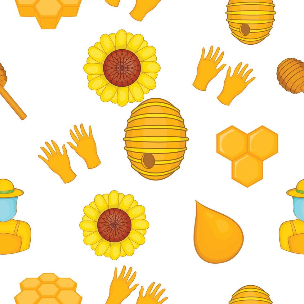 Apiary pattern, cartoon style vector