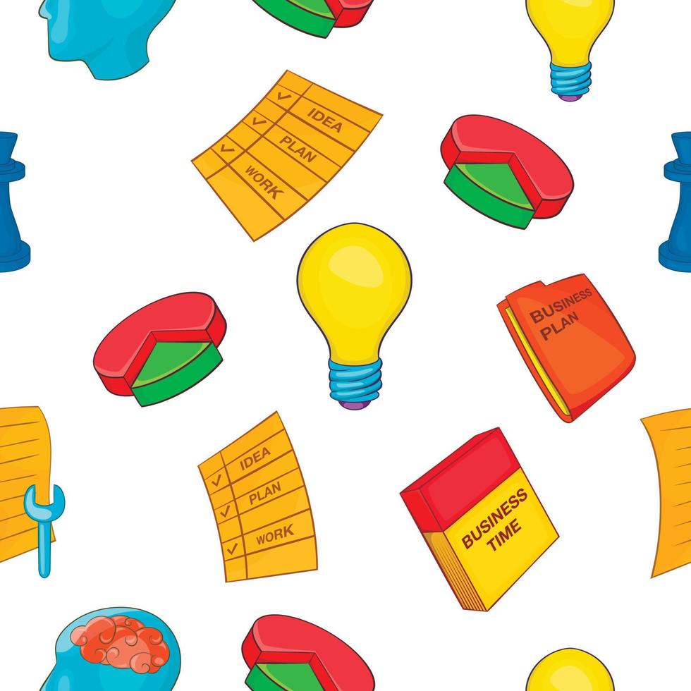 Business planning pattern, cartoon style vector