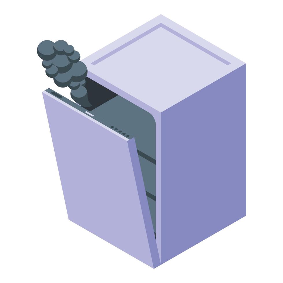 Smoking dishwasher icon isometric vector. Repair machine vector