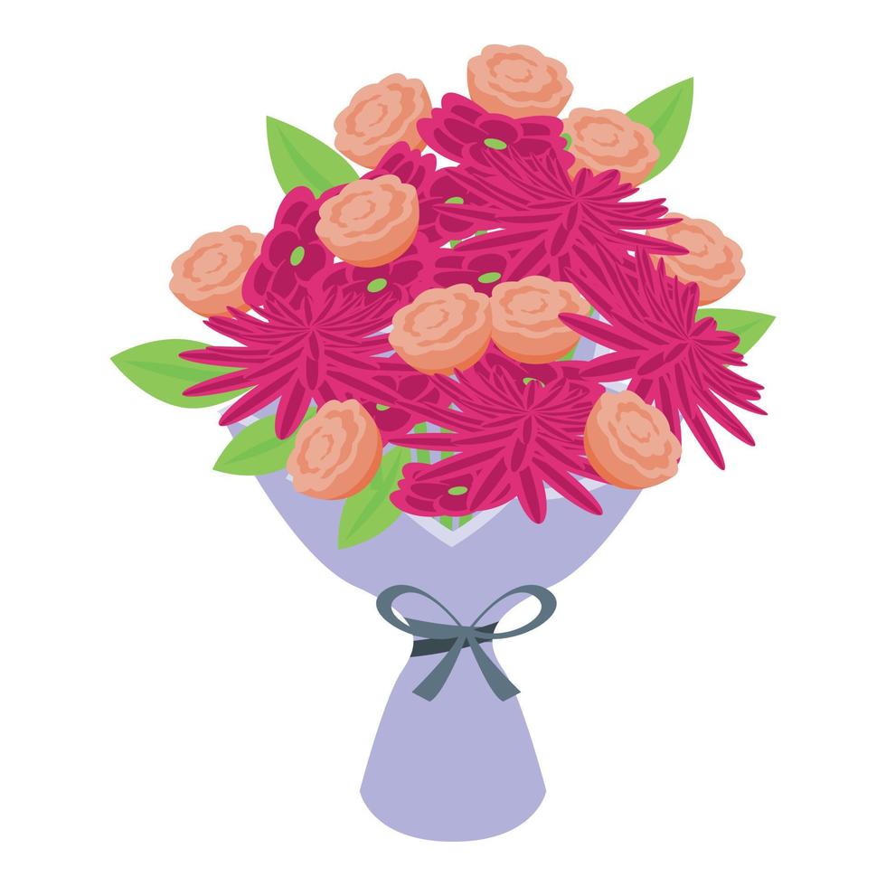 Posy flower bouquet icon isometric vector. Bunch gift vector