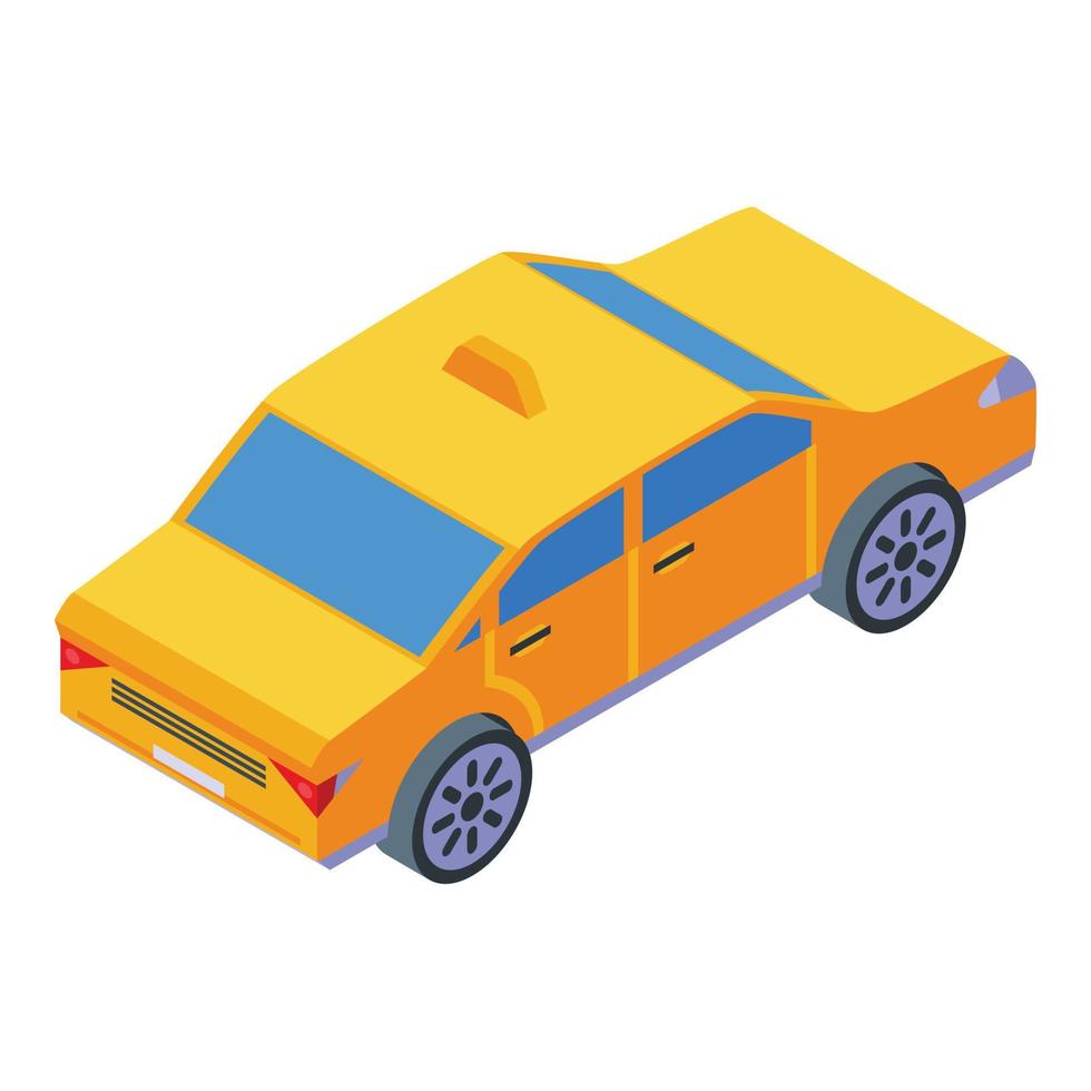 Yellow taxi car icon isometric vector. Cab side vector