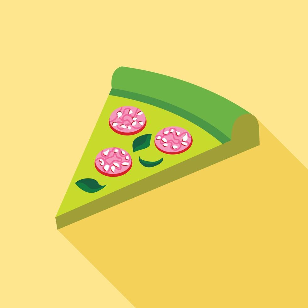 Green pizza with greens and sausage icon vector