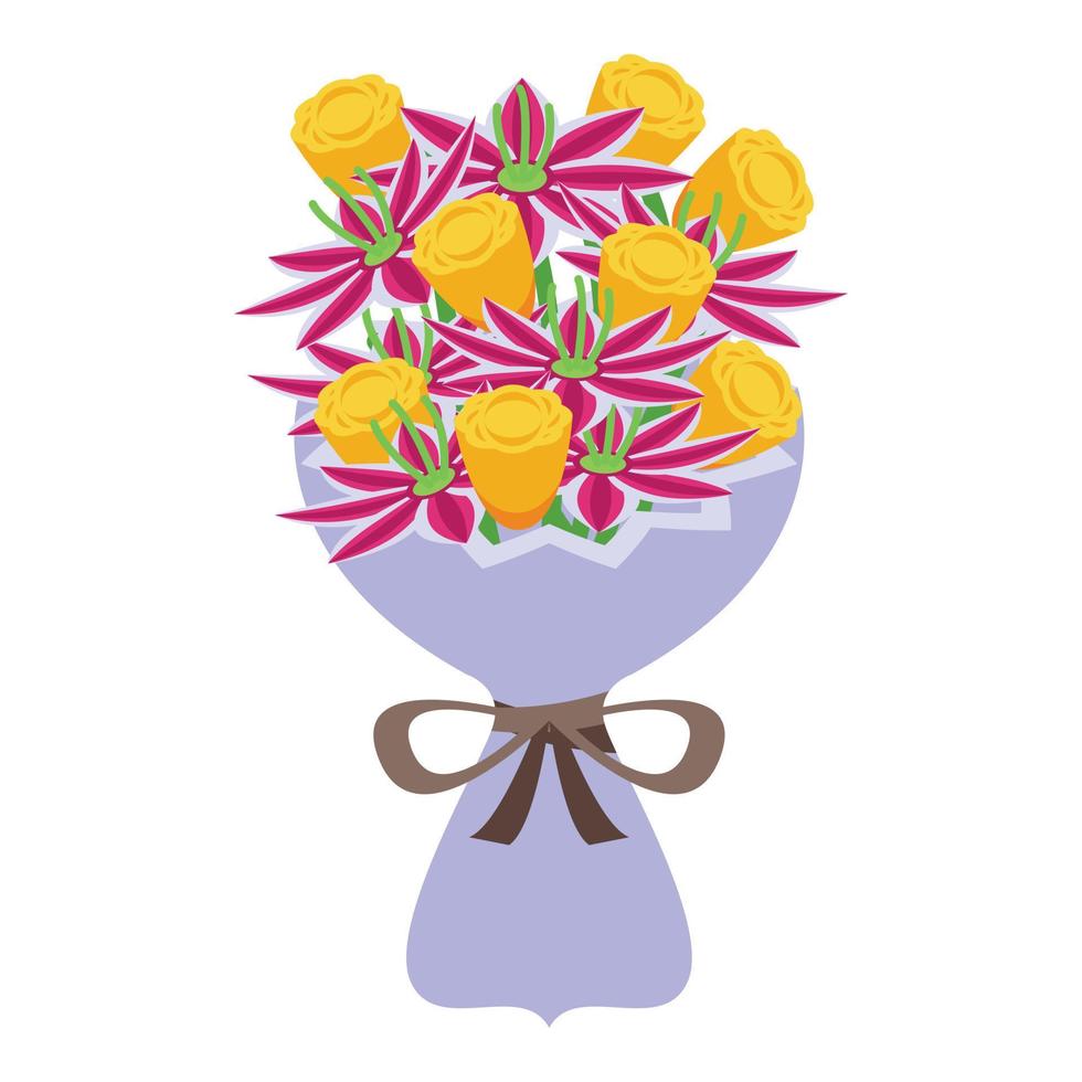 icono de ramo de flores frescas vector isométrico. rosa regalo