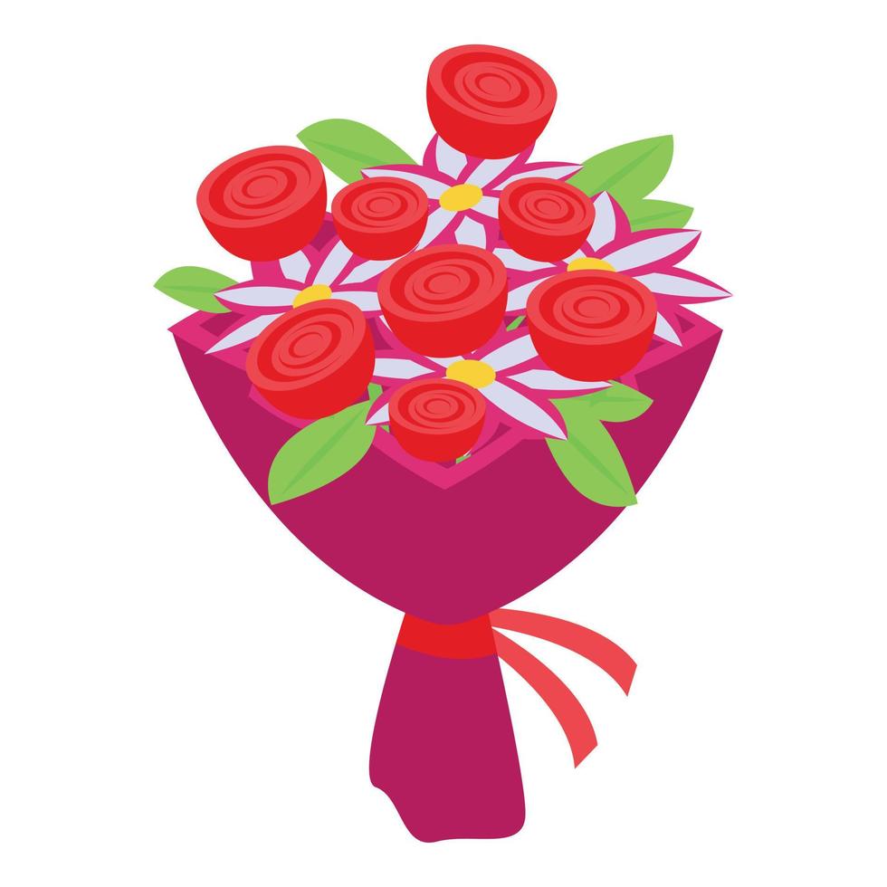 icono de ramo de flores de san valentín vector isométrico. rosa regalo