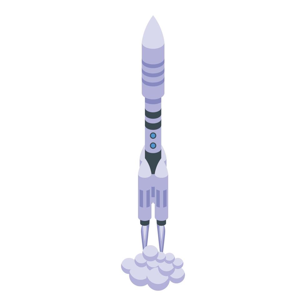 vector isométrico del icono del cohete de lanzamiento. nave espacial espacial