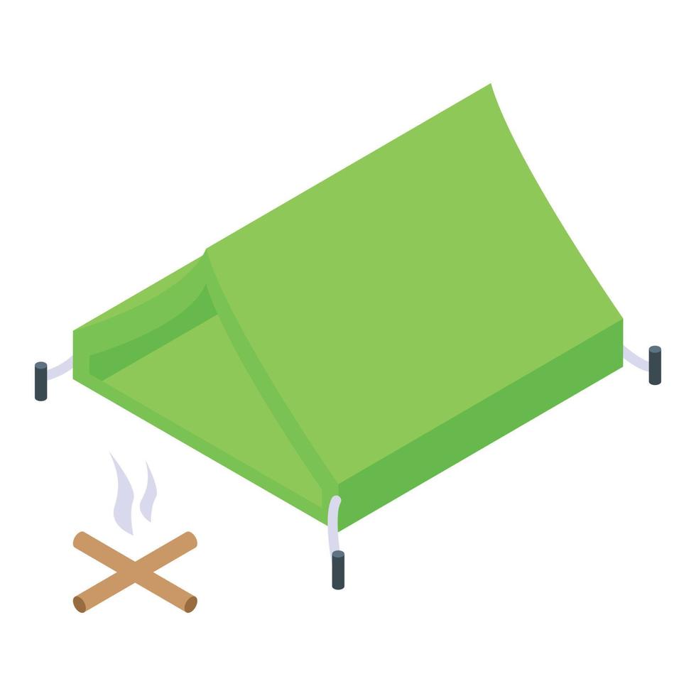 Camp tent icon isometric vector. Tourist campsite vector