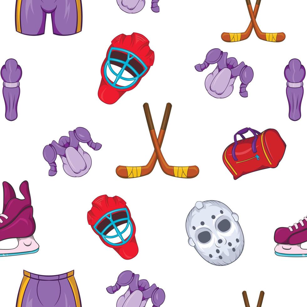 Russian hockey pattern, cartoon style vector