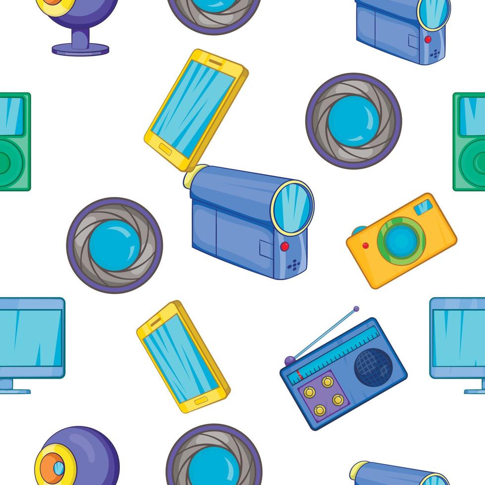 Electronic appliance pattern, cartoon style vector