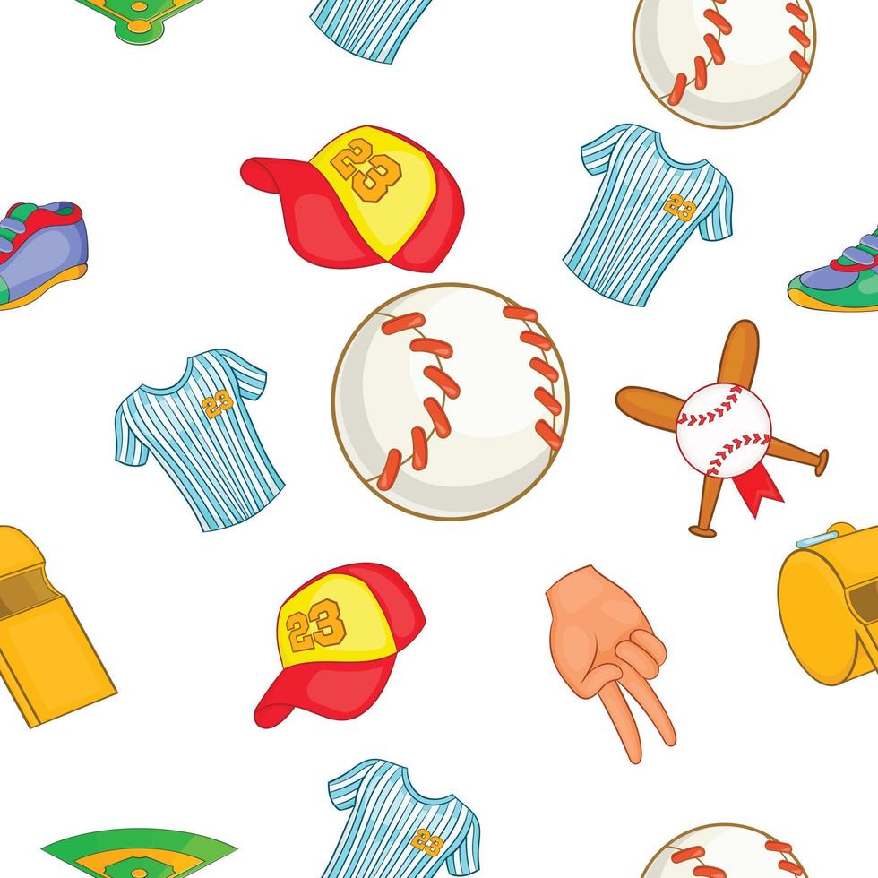 Baseball pattern, cartoon style vector
