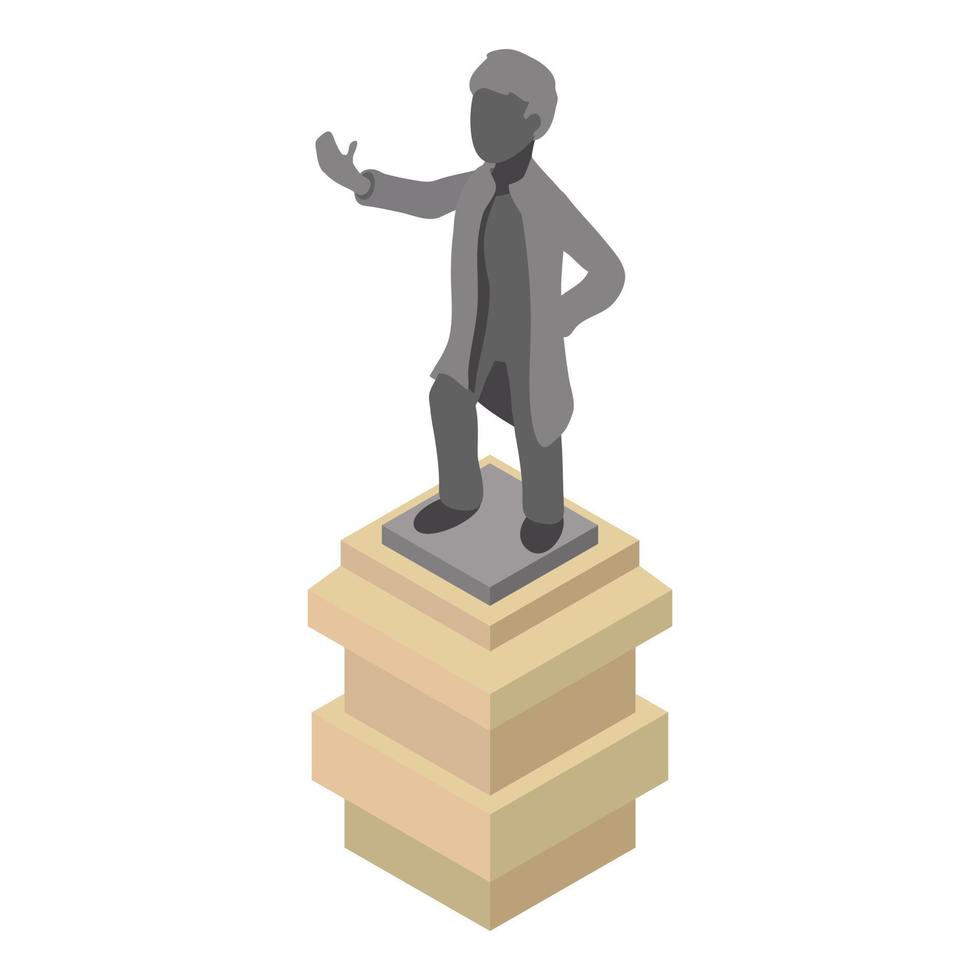 Monument icon isometric vector. Monument to man in full height on pedestal icon vector