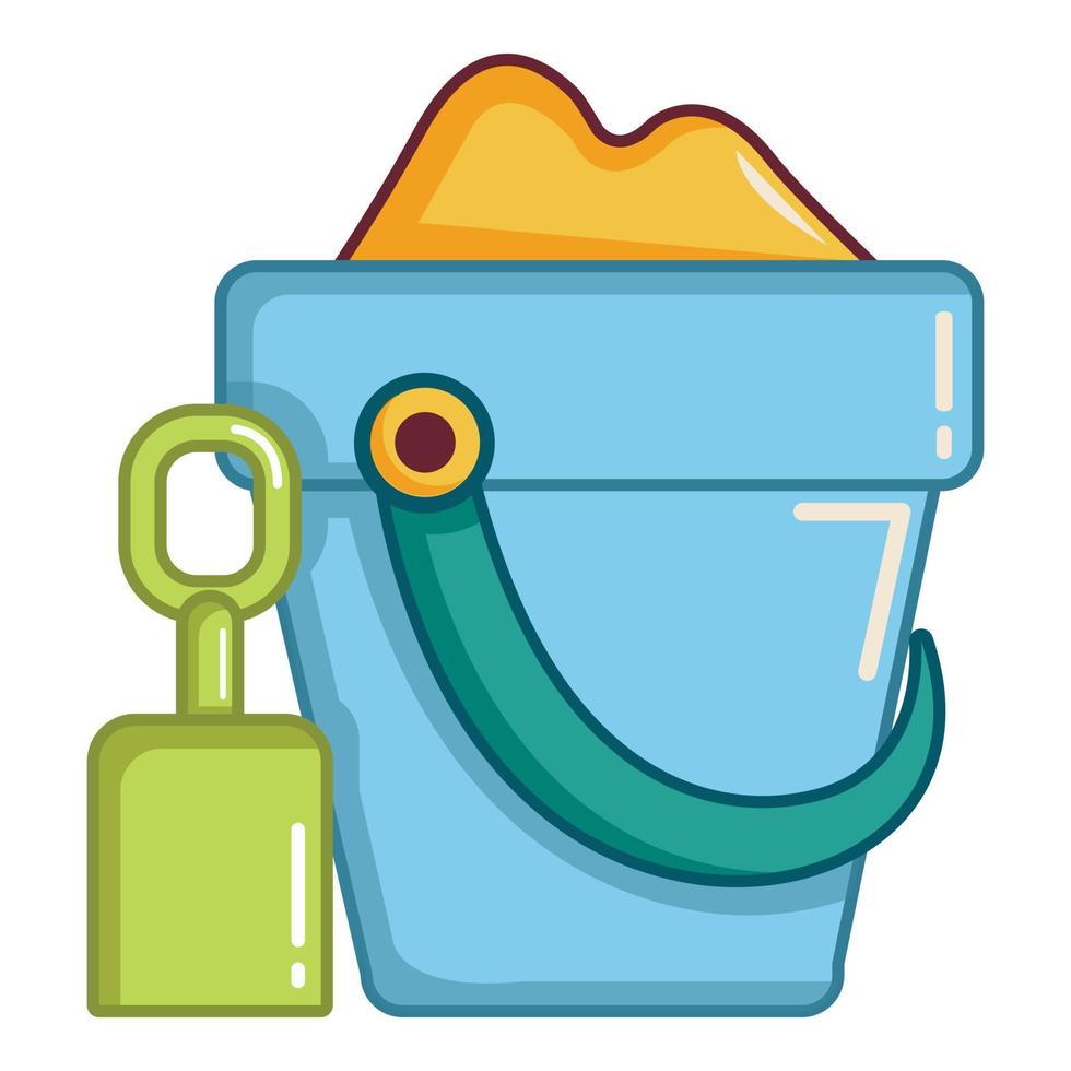 Bucket and shovel for children sandbox icon vector