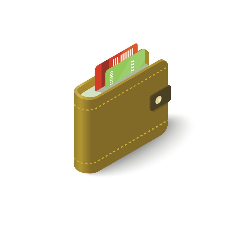 Leather wallet with credit cards icon vector