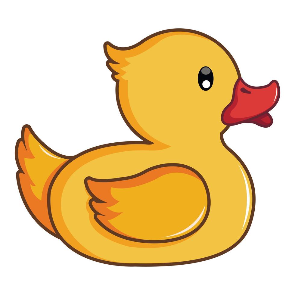 Yellow duck toy icon, cartoon style vector