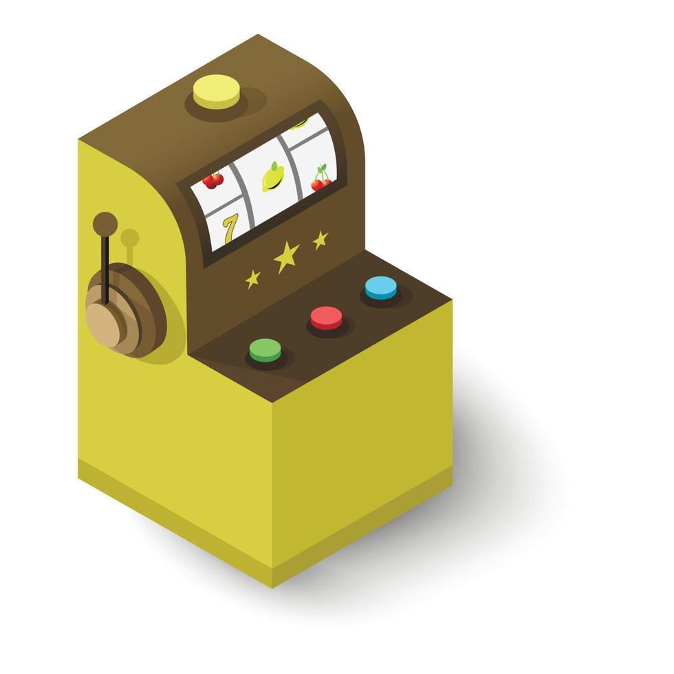 Slot machine icon, isometric 3d style vector