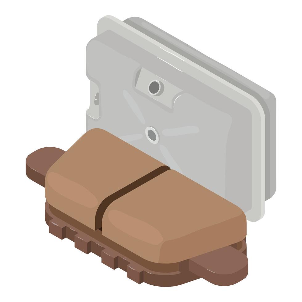 Vehicle equipment icon isometric vector. New car fuel tank and brake pad icon vector