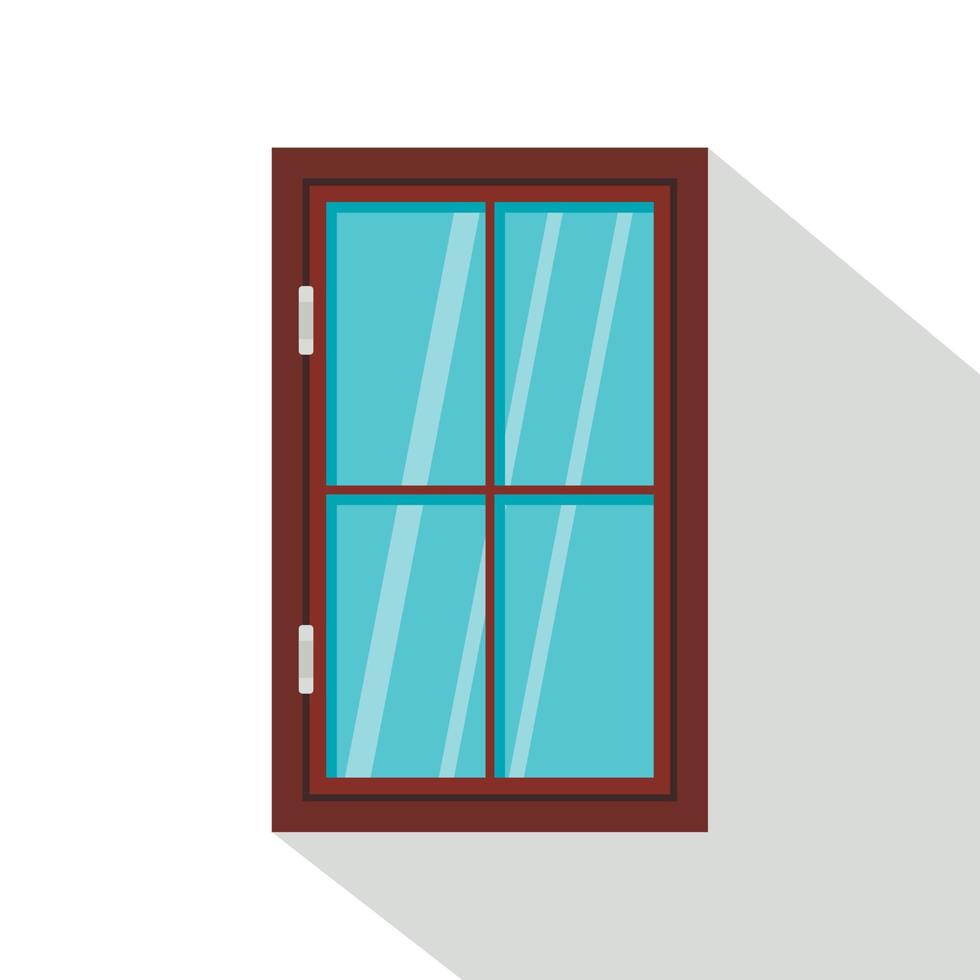 Closed brown window icon, flat style vector