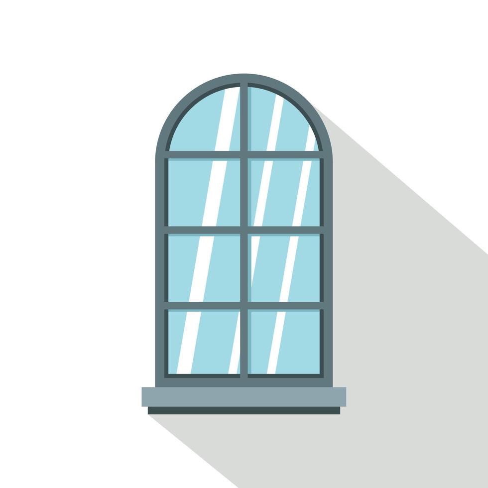 icono de ventana arqueada gris, estilo plano vector