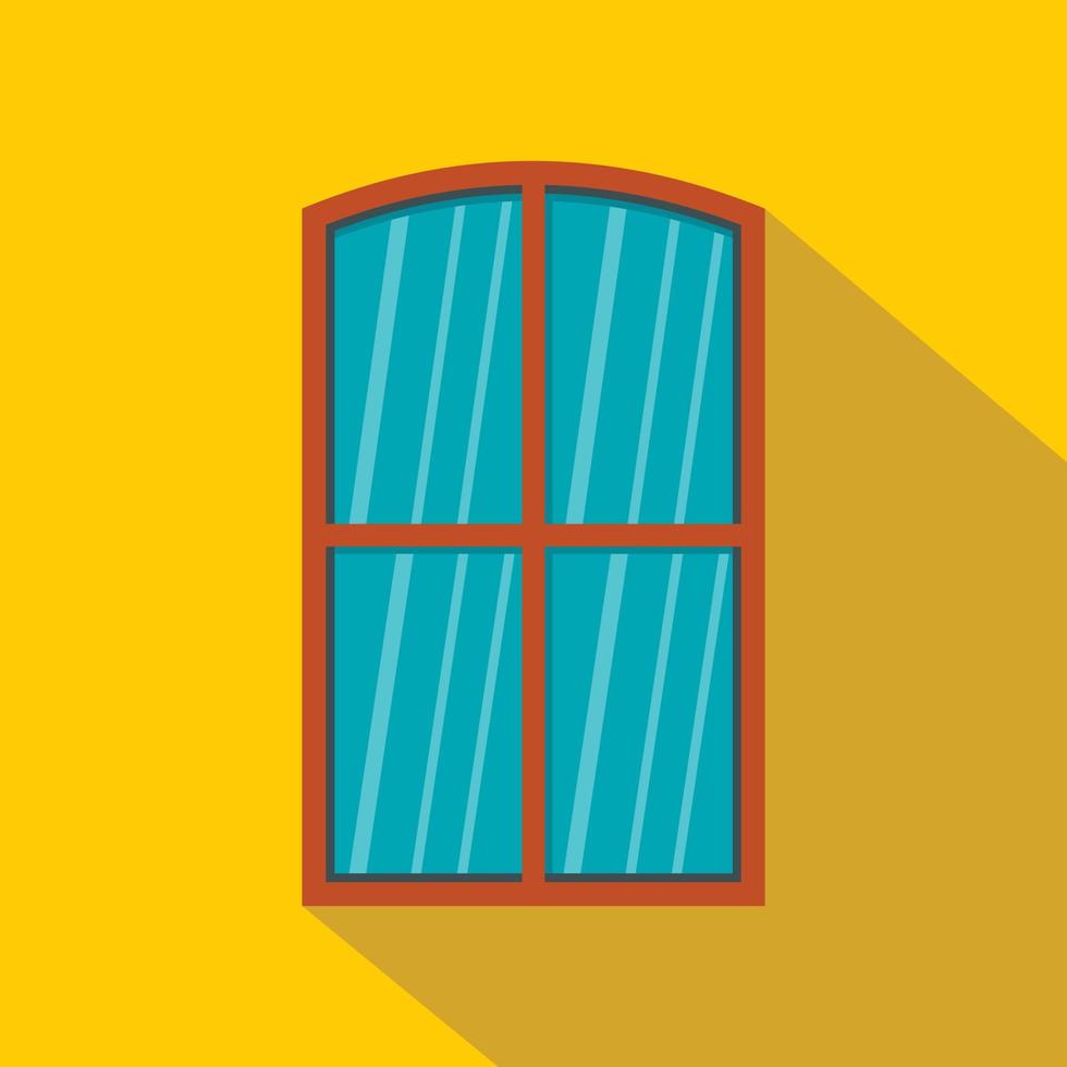 Wooden brown window icon, flat style vector