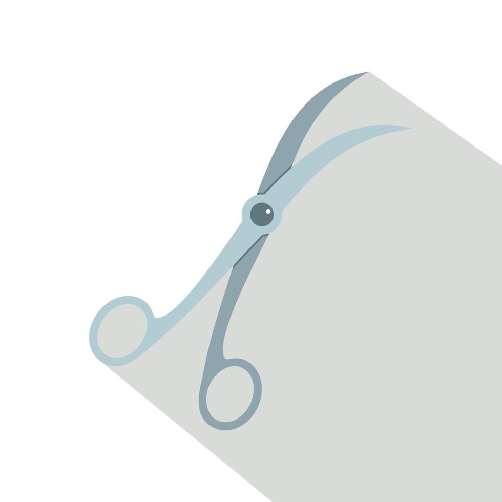 Curved surgical scissors icon, flat style vector