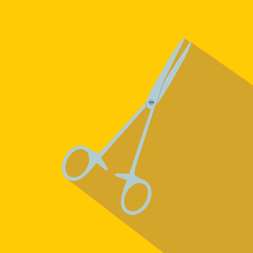 Steel surgical forceps icon, flat style vector