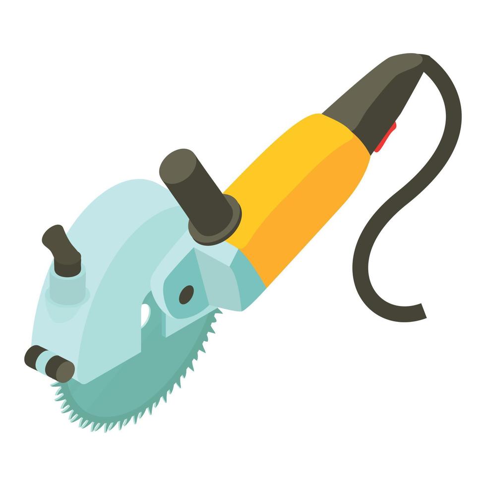 Circular saw icon isometric vector. Circular saw with steel toothed disc icon vector