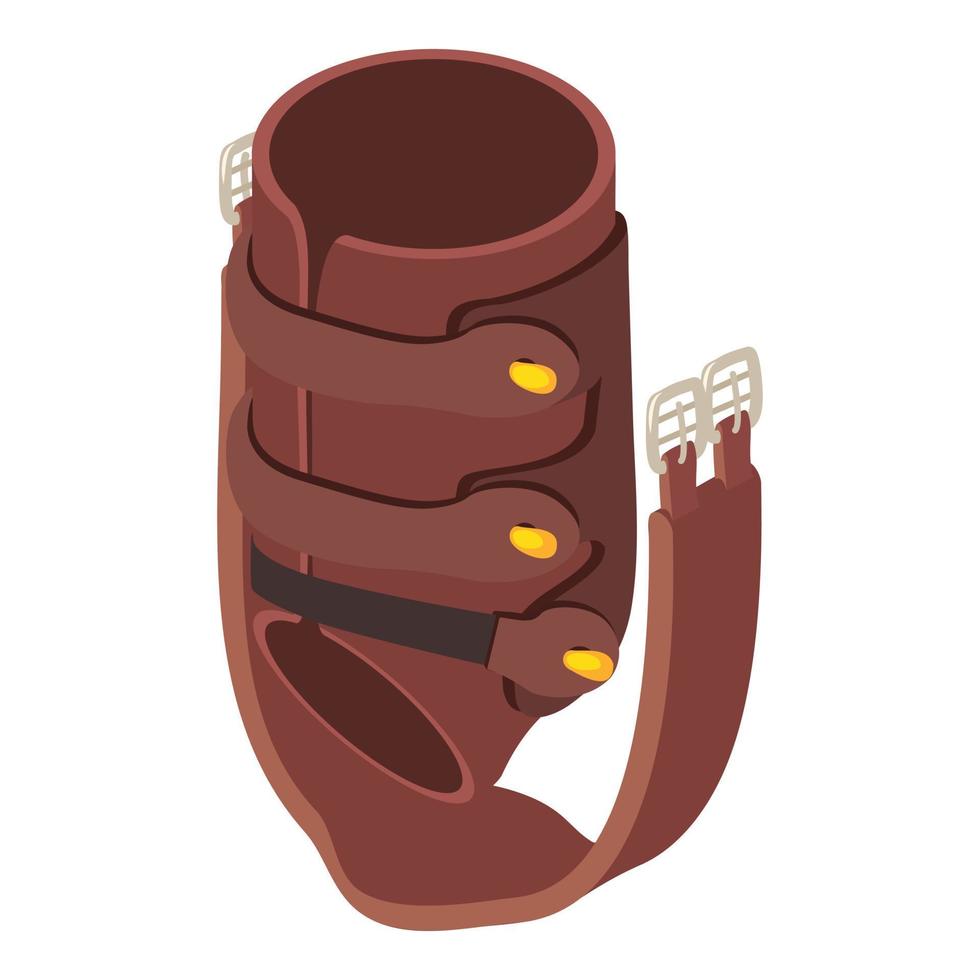 Equestrian ammunition icon isometric vector. Leather protection boot and girth vector