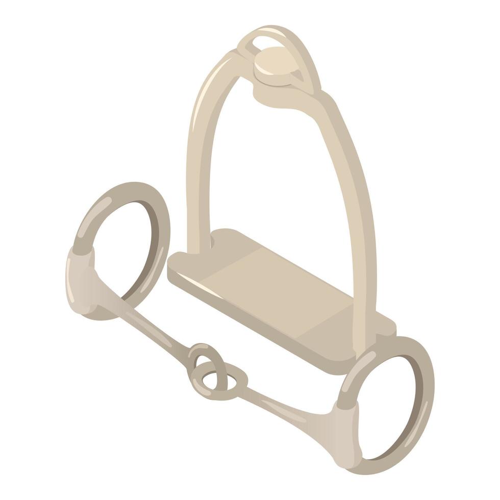 Equestrian tool icon isometric vector. Horse equestrian bit snaffle and stirrup vector