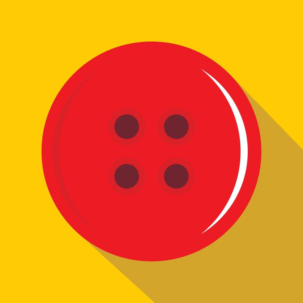 Red sewing button icon, flat style vector