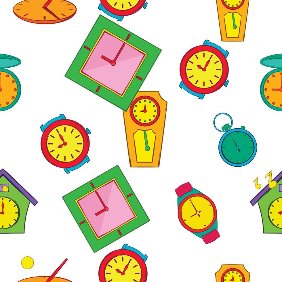 Kinds of watches pattern, cartoon style vector