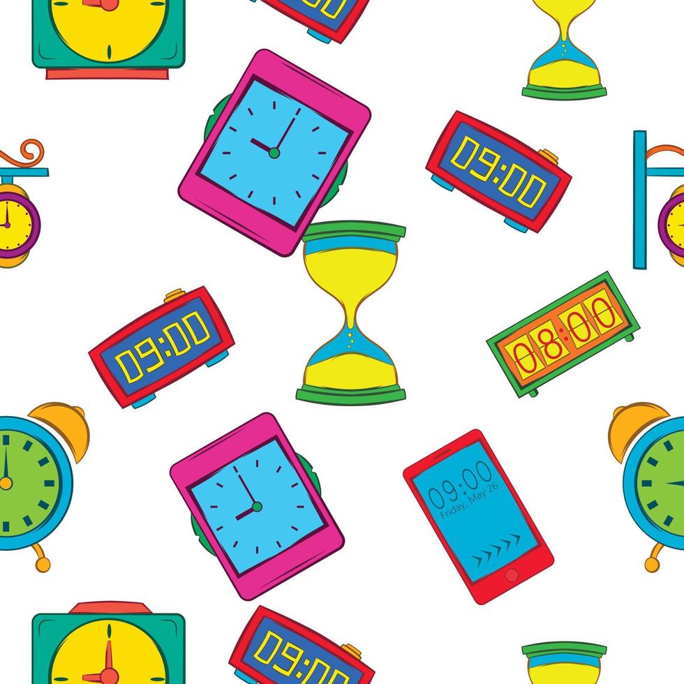 Watch pattern, cartoon style vector