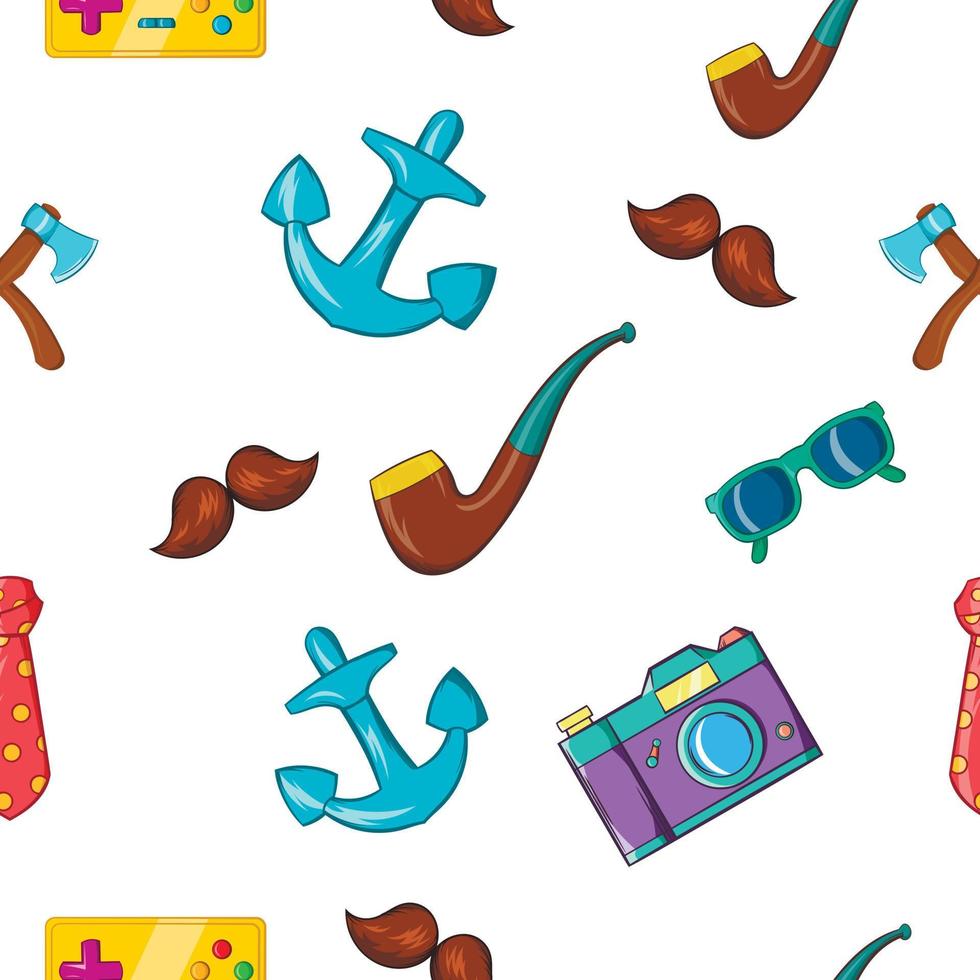 Subculture hipster pattern, cartoon style vector