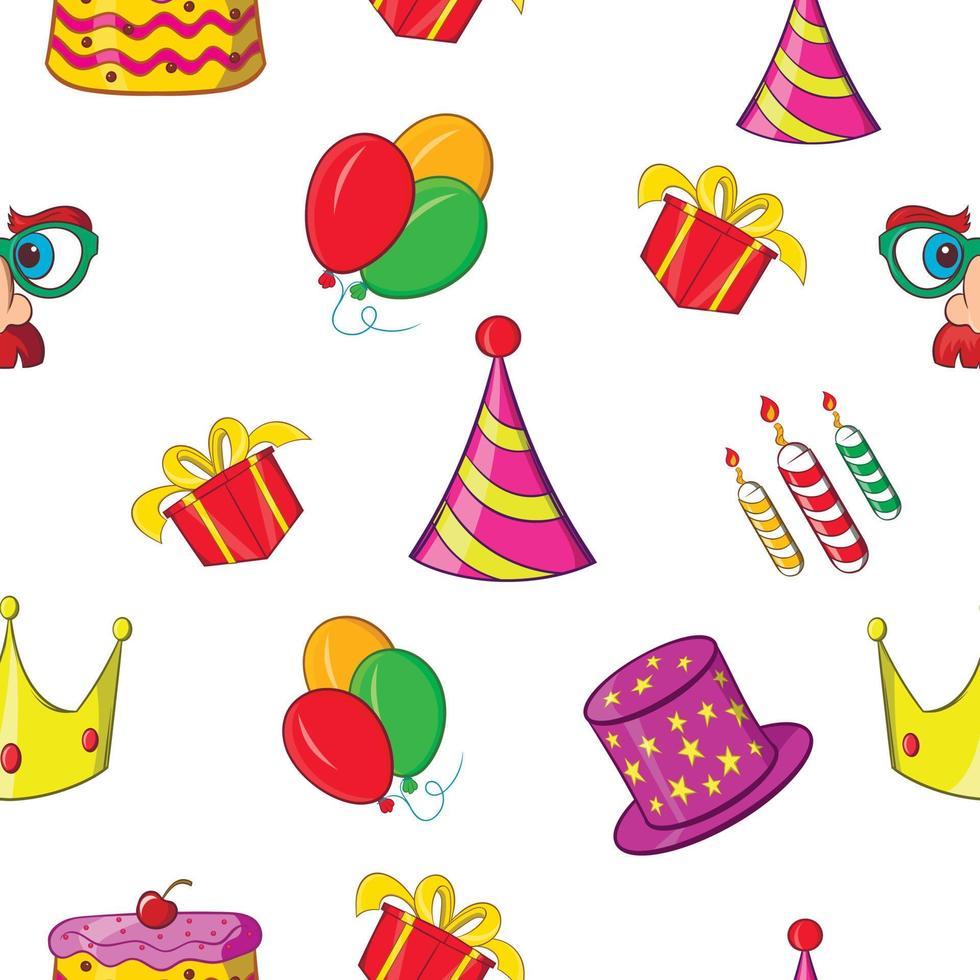 Birthday party pattern, cartoon style vector