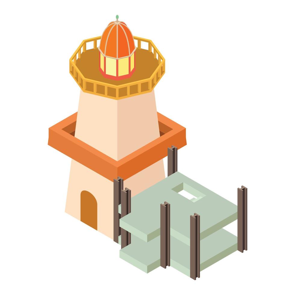 Construction concept icon isometric vector. Lighthouse and frame of building vector