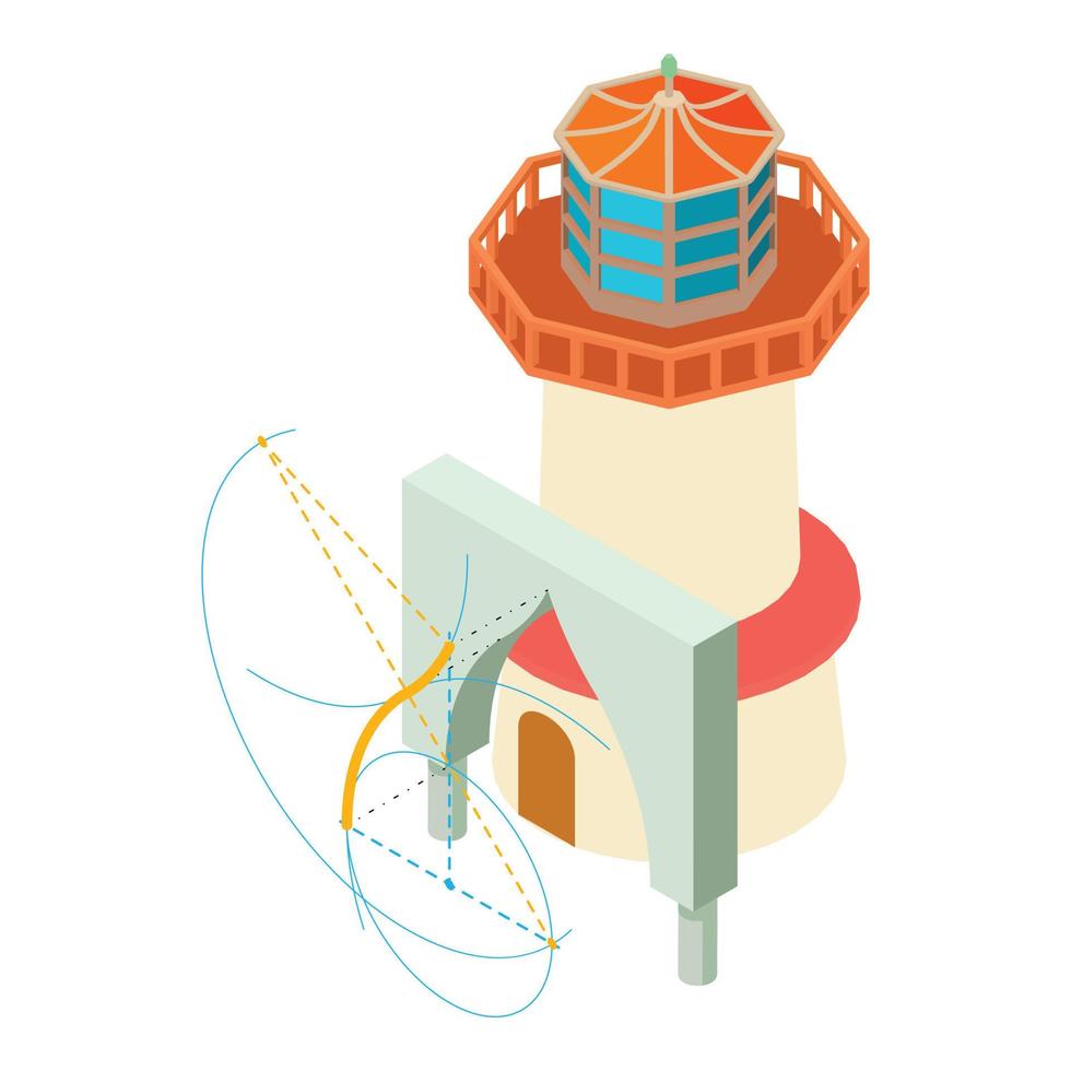 Building concept icon isometric vector. Arch project and big lighthouse building vector