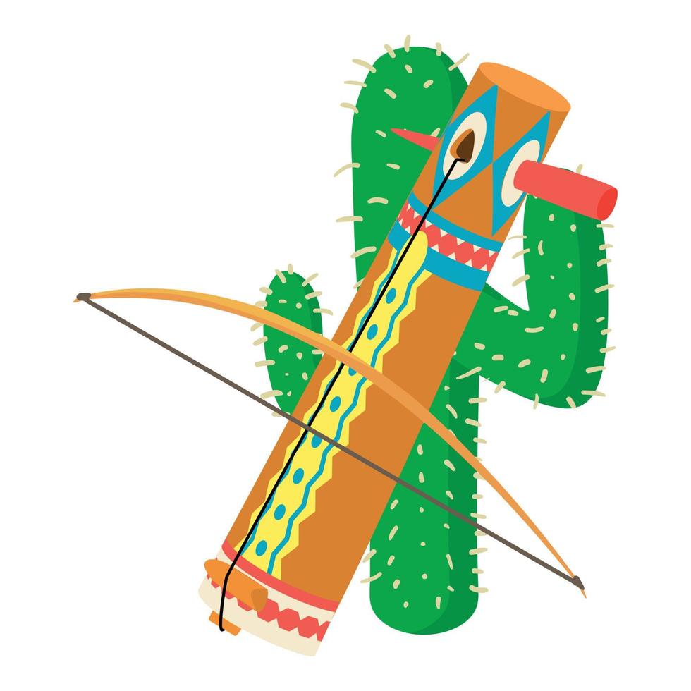 icono de instrumento musical vector isométrico. cactus verde gigante y cordófono