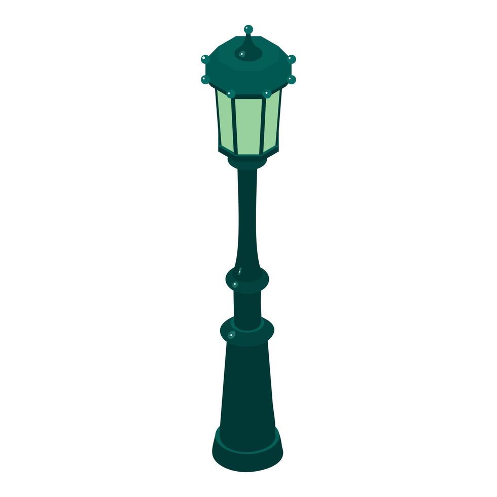 vector isométrico del icono de la luz de la calle. hermoso icono de lámpara de calle de metal clásico