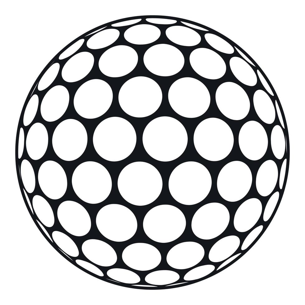 Black and white golf ball icon, simple style vector