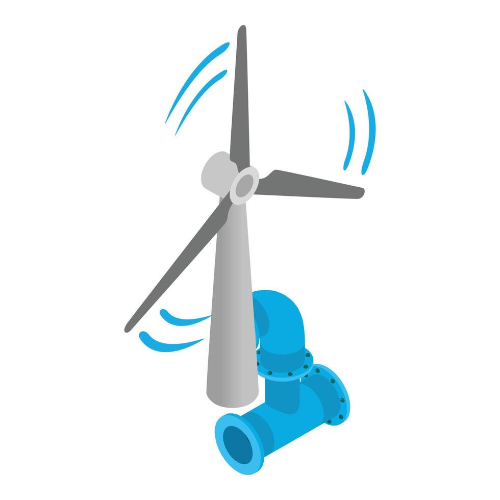 Ecological infrastructure icon isometric vector. Modern windmill and pipe part vector